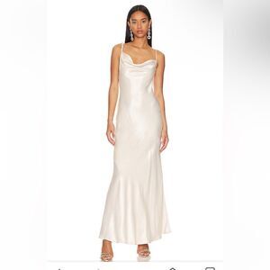 House of Harlow 1960 Irolo gown ivory satin twist strap bias dress Revolve NWT L